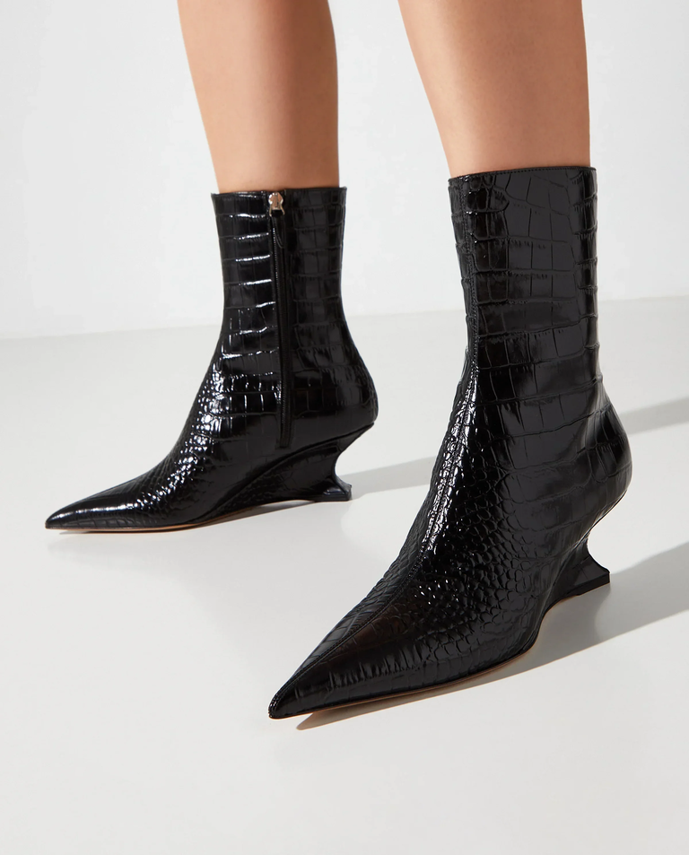 Botki z tłoczeniem skóry krokodyla Nina 50
