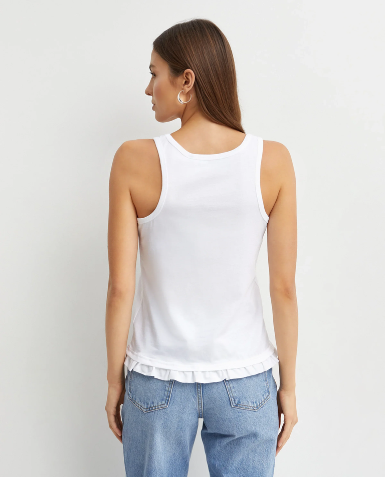 Biały tank top z falbanką - Image #3