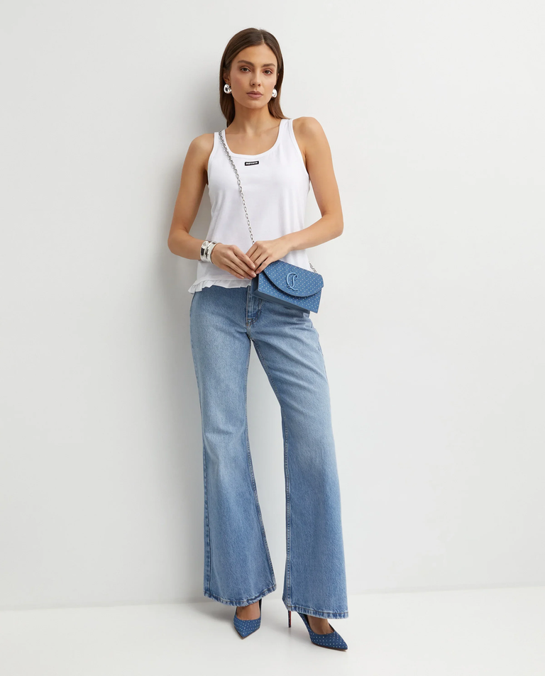 Biały tank top z falbanką - Image #2