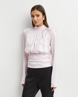 Jasnoróżowa bluzka z żakardowym wzorem - Image #0