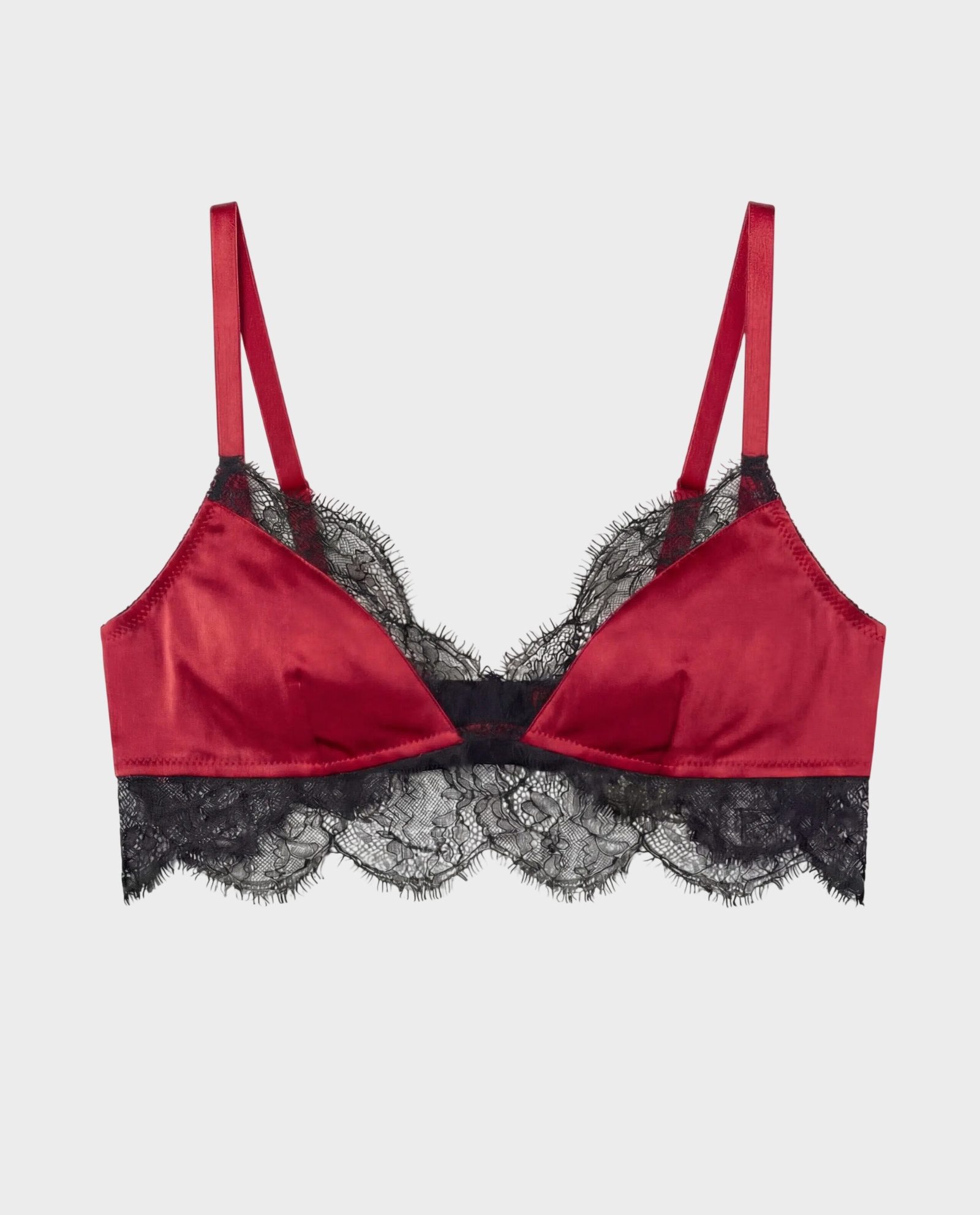 Jedwabny stanik z koronką w kolorze czerwonym - Image #0