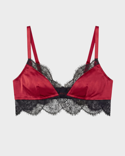 Jedwabny stanik z koronką w kolorze czerwonym - Image #0