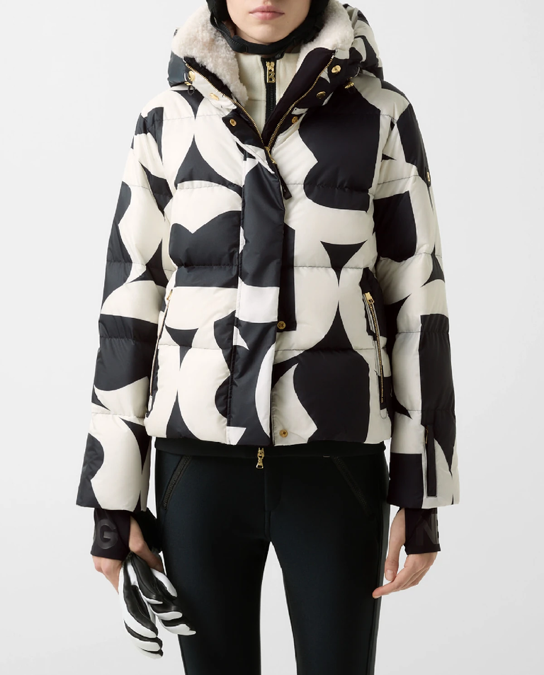 Czarno-biała kurtka narciarska Maja