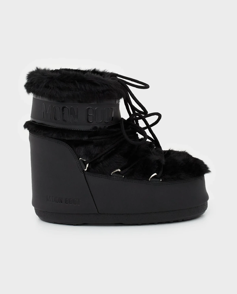 Czarne śniegowce z futerkiem Icon Low