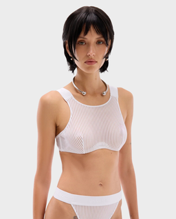 Biały prążkowany biustonosz Emma - Image #0