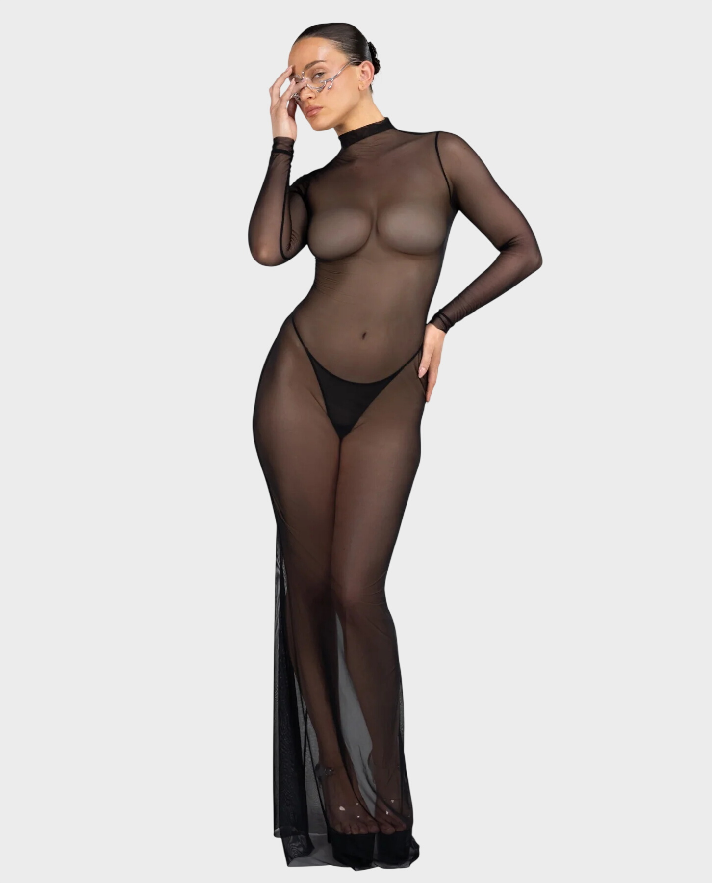 Czarna sukienka z siatki Moonlight - Image #1