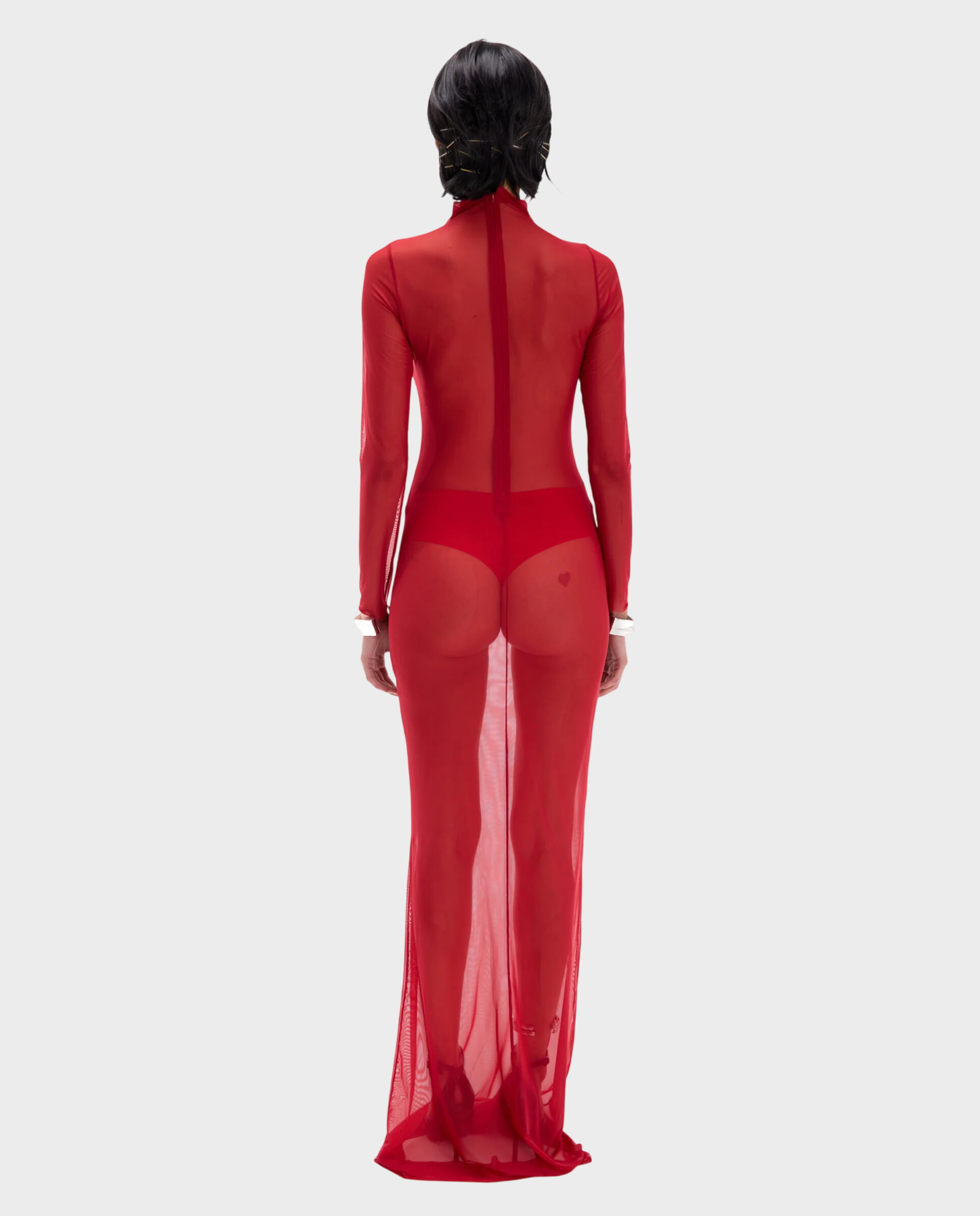 Czerwona sukienka z siatki Moonlight - Image #1