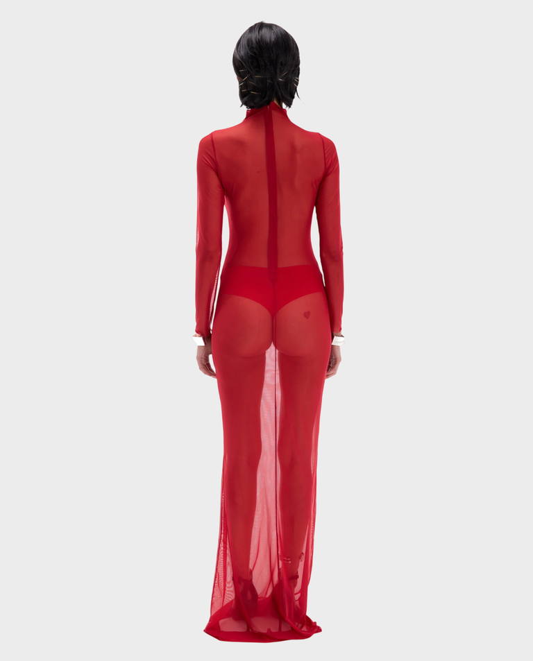 Czerwona sukienka z siatki Moonlight