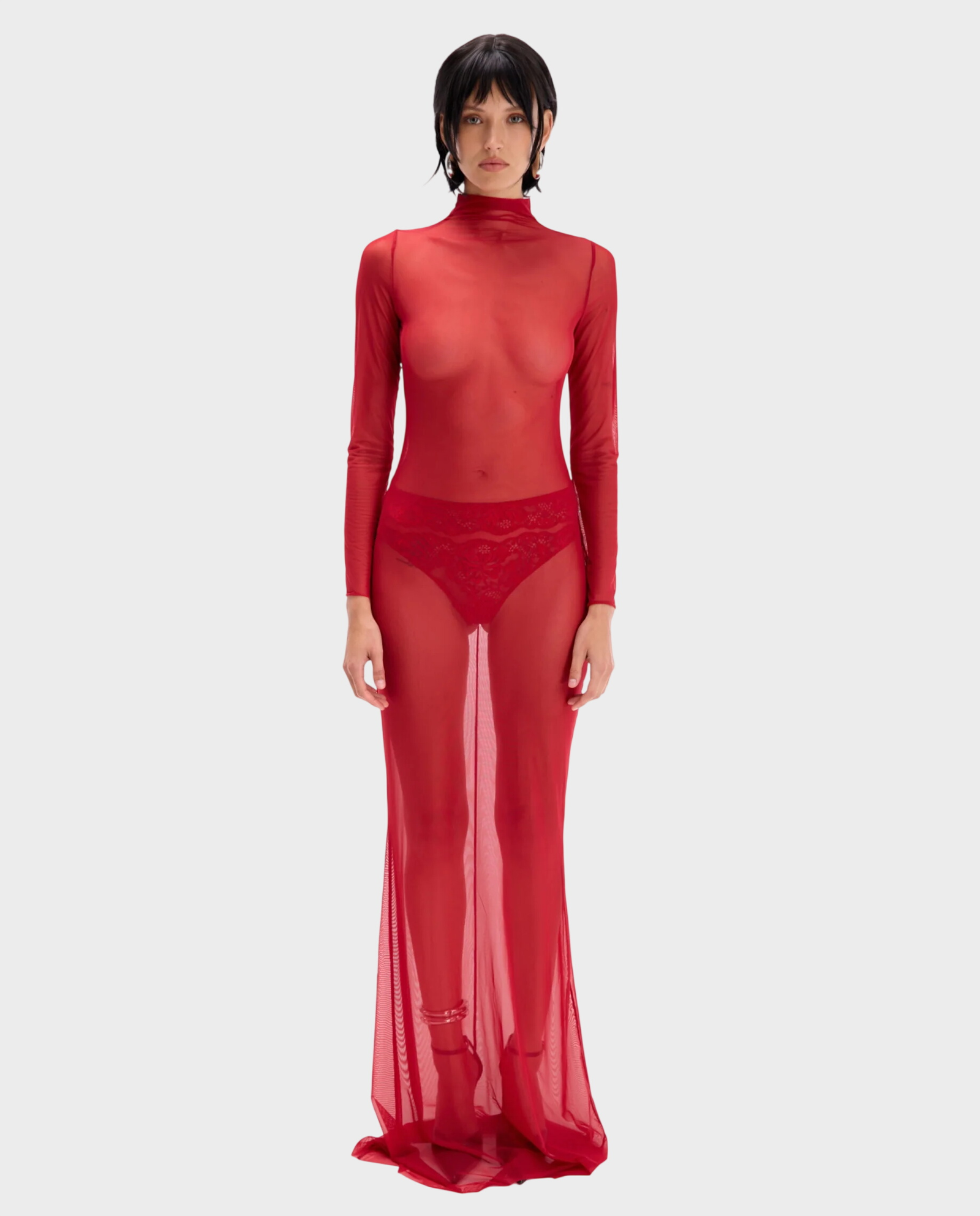 Czerwona sukienka z siatki Moonlight - Image #0