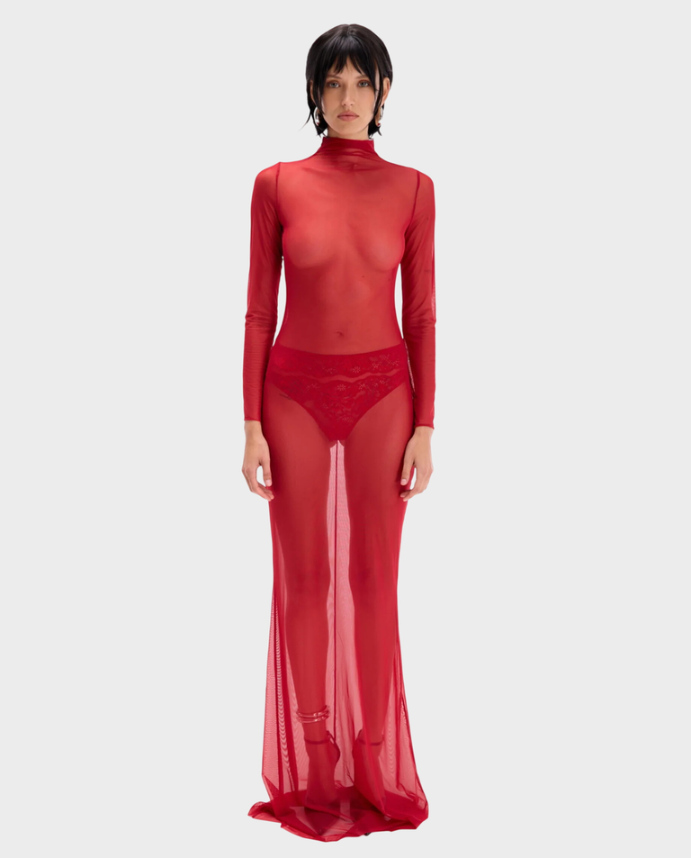 Czerwona sukienka z siatki Moonlight