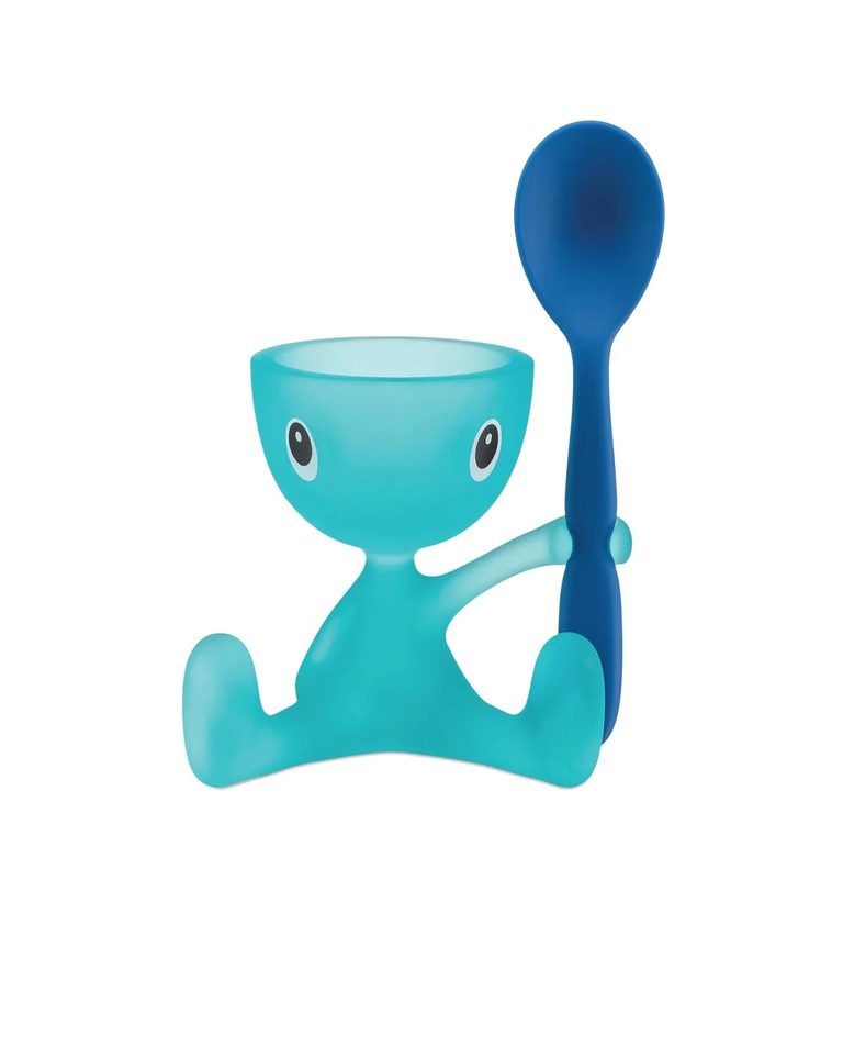 Niebieski kieliszek do jajek z łyżeczką - Image #2