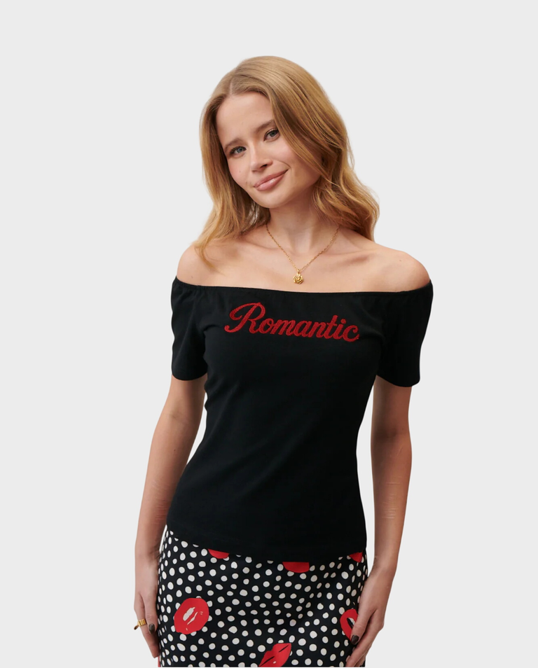 Czarny t-shirt Romantic