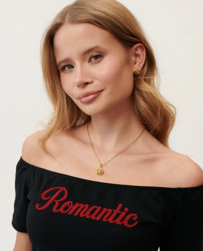 Czarny t-shirt Romantic