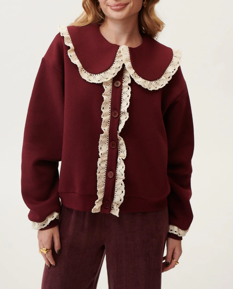 Bordowy kardigan Noelle - Image #3