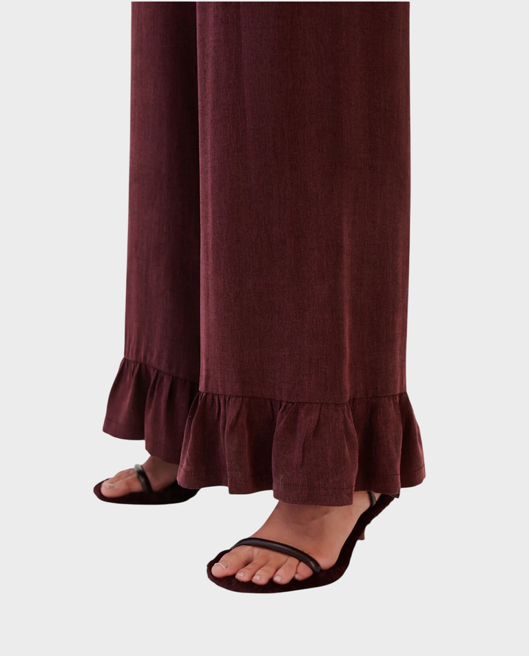 Bordowe spodnie Estelle - Image #3