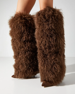 Futrzane kozaki na szpilce 105 - Image #1