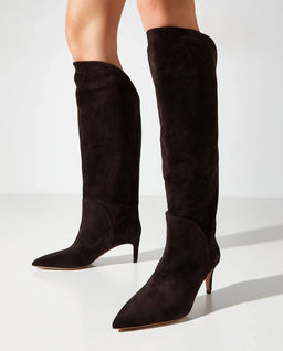 Zamszowe kozaki na szpilce Gaia 60 - Image #1