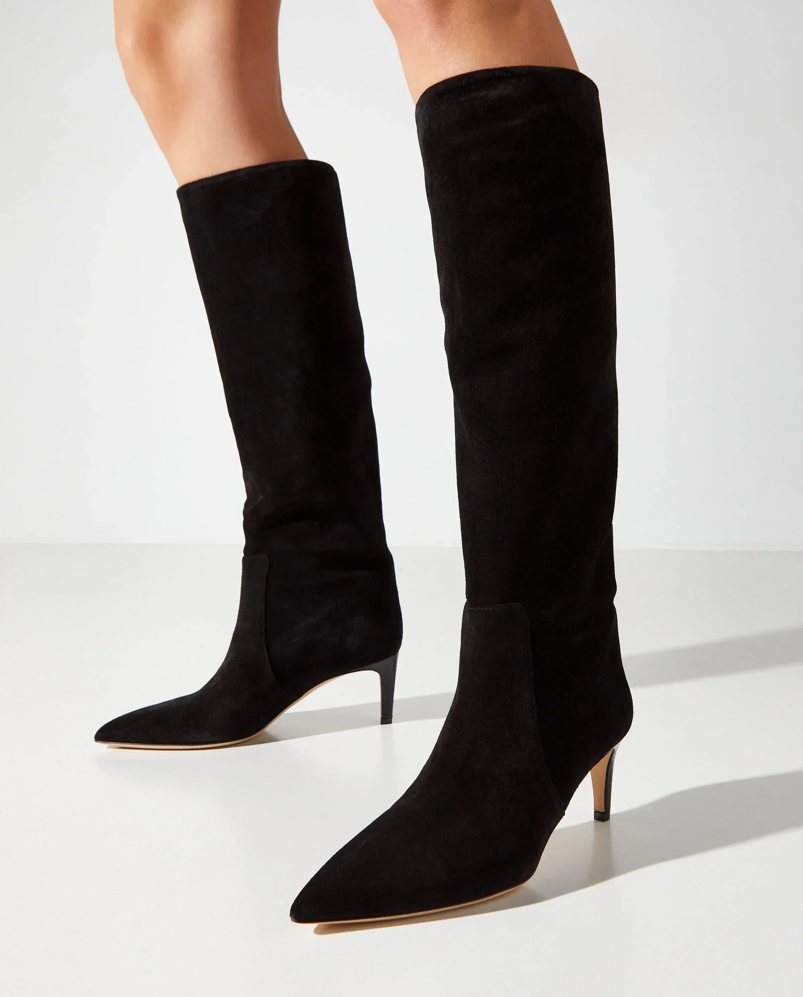 Czarne zamszowe kozaki na szpilce Stiletto 60 - Image #1