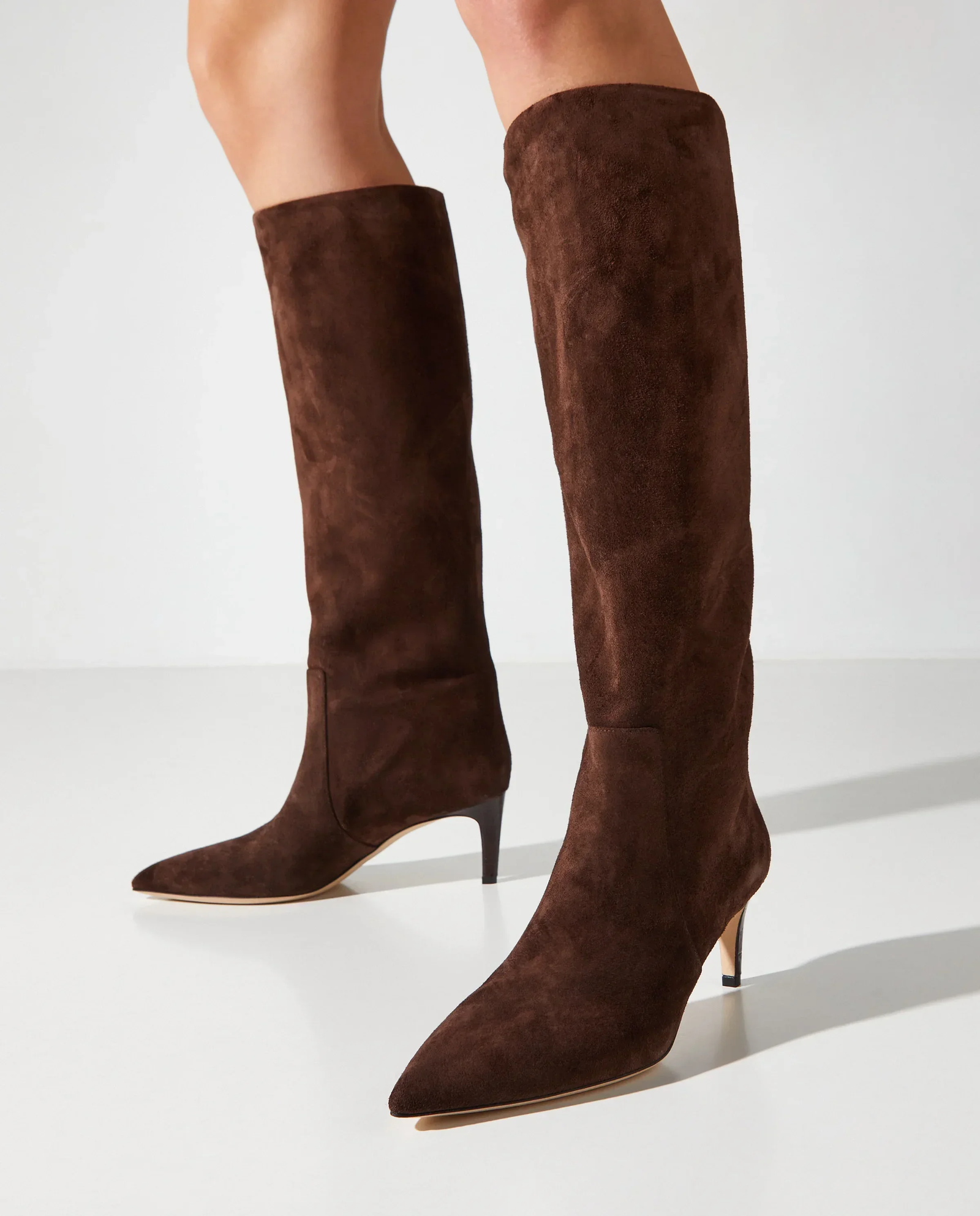 Brązowe zamszowe kozaki na szpilce Stiletto 60 - Image #1