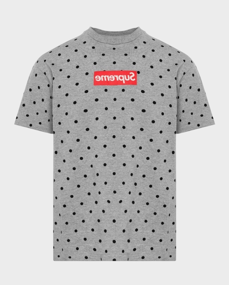 Szary t-shirt z groszki Supreme x COMME des GARÇONS