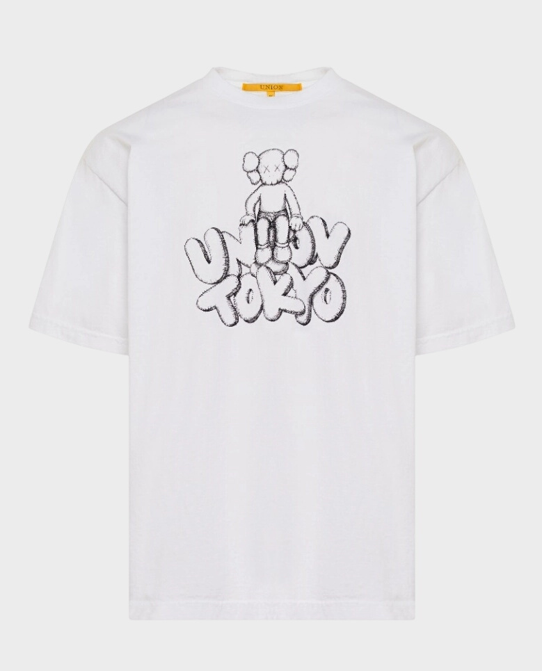 Biały t-shirt Kaws x Union Tokyo z grafiką - Image #0