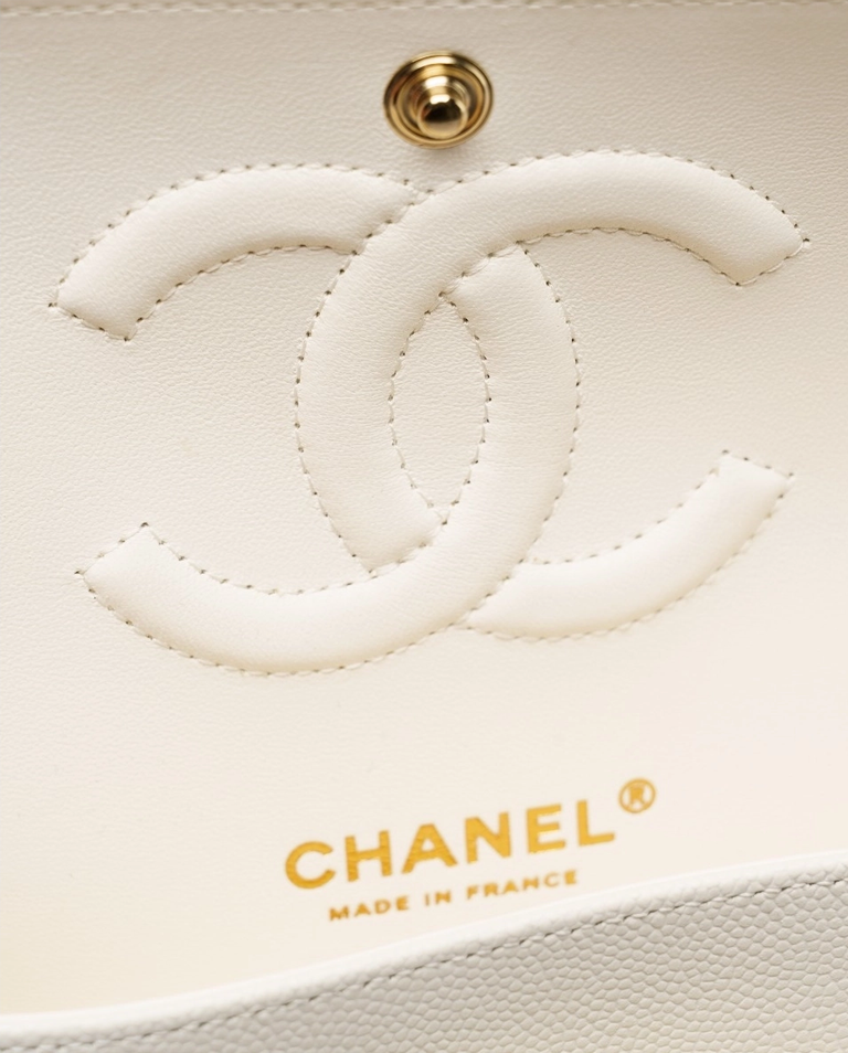 Biała torebka Classic Double Flap Caviar - Image #4