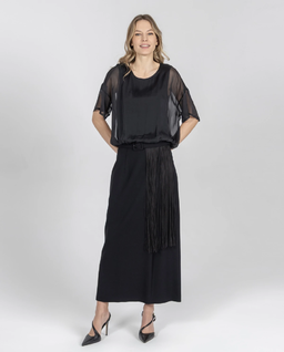 Czarna spódnica z frędzlami - Image #1