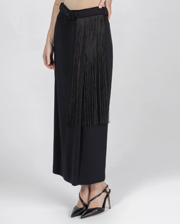 Czarna spódnica z frędzlami - Image #2