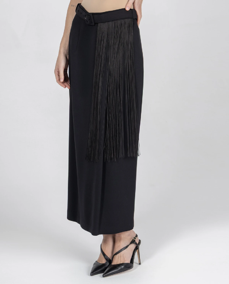 Czarna spódnica z frędzlami - Image #2