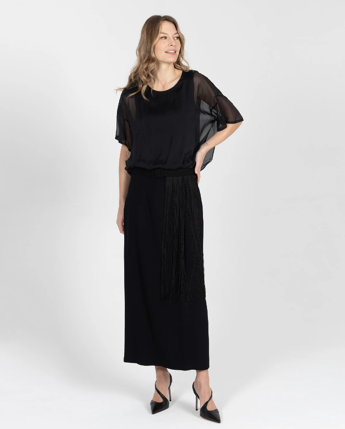 Czarna spódnica z frędzlami - Image #4