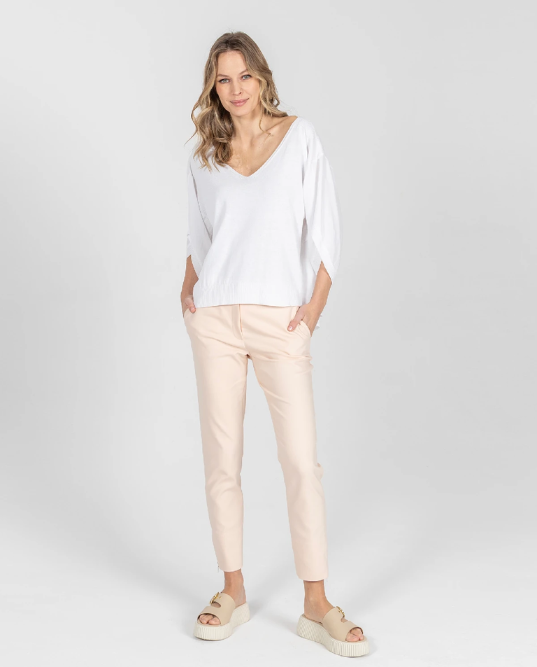 Różowo-beżowe wąskie spodnie