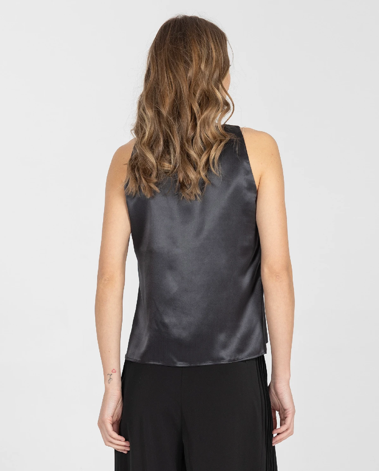 Czarny jedwabny top - Image #3