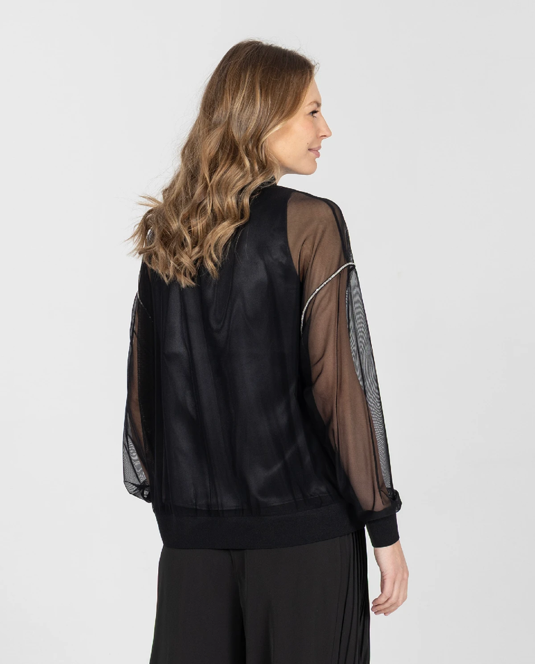 Czarna kurtka bomberka z tiulu - Image #3