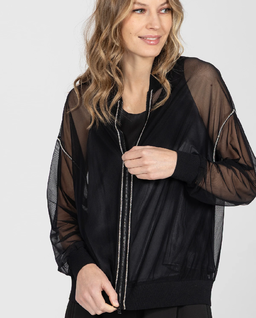 Czarna kurtka bomberka z tiulu - Image #4