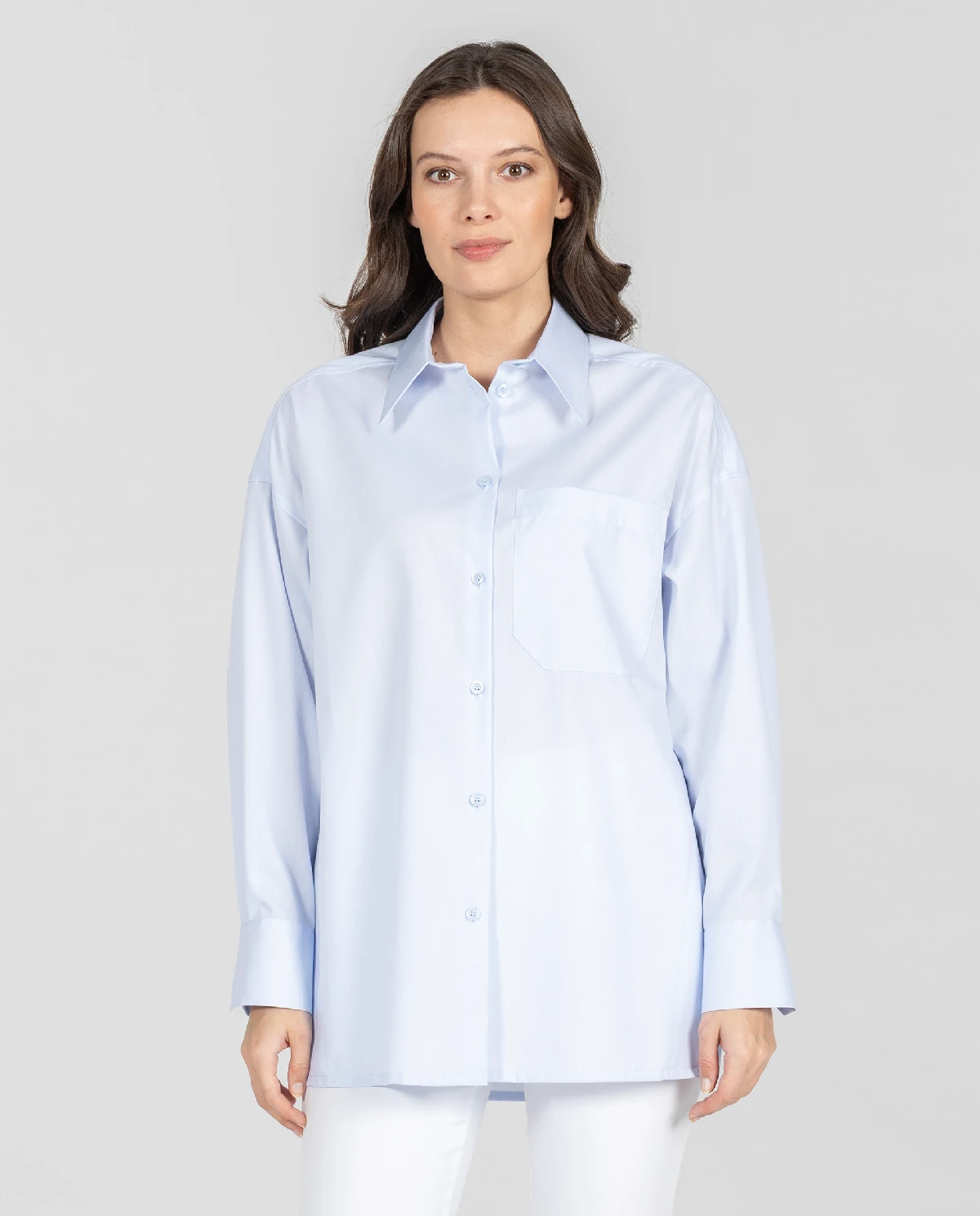 Błękitna koszula z dużą kieszenią - Image #0