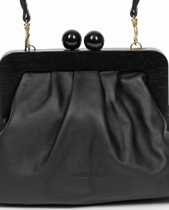 Czarna skórzana torebka - Image #4