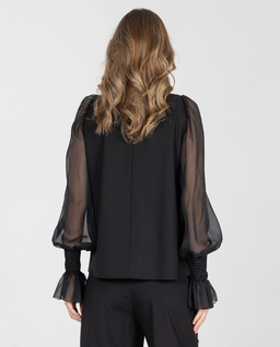 Czarna bluzka z szyfonowymi rękawami - Image #3