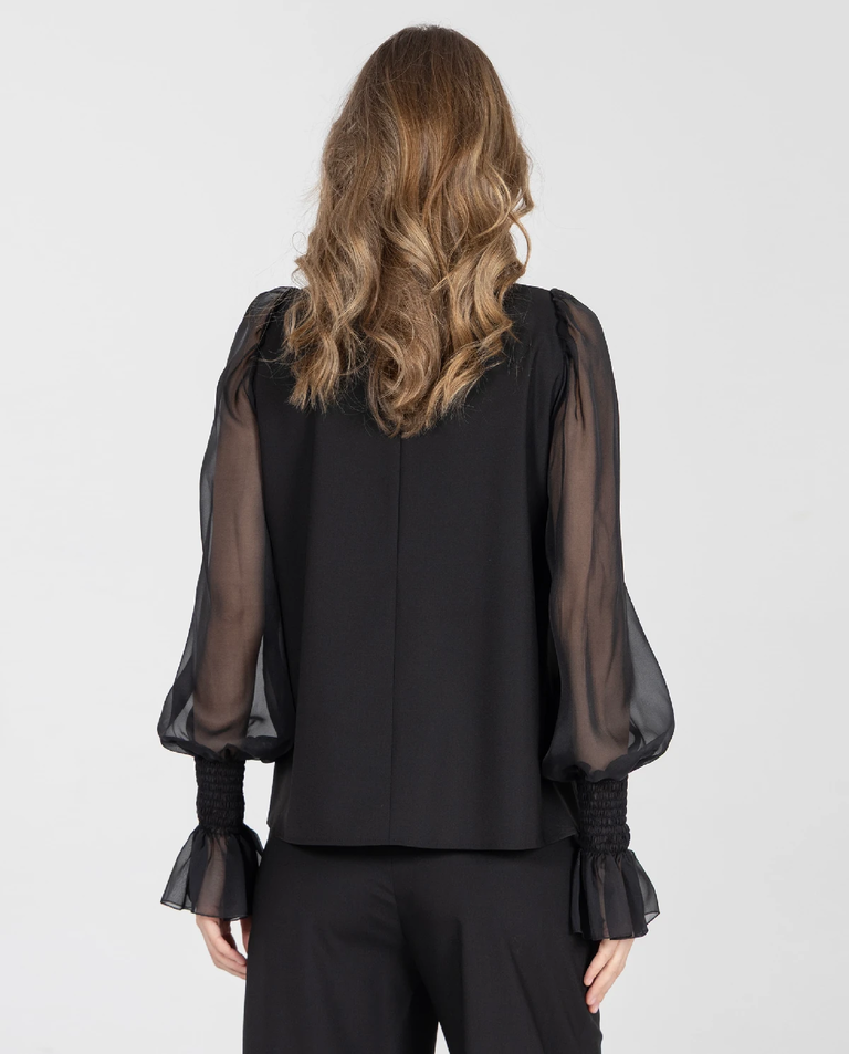 Czarna bluzka z szyfonowymi rękawami - Image #3