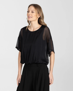 Czarna jedwabna bluzka - Image #0