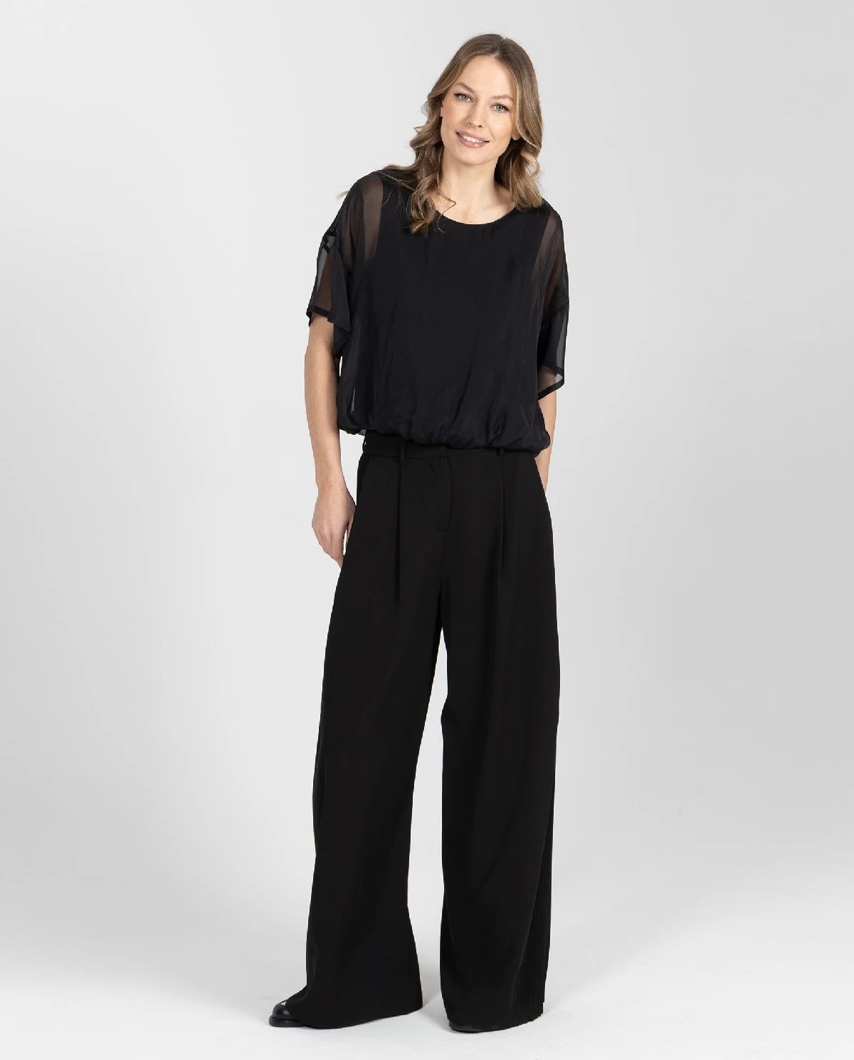 Czarna jedwabna bluzka - Image #1