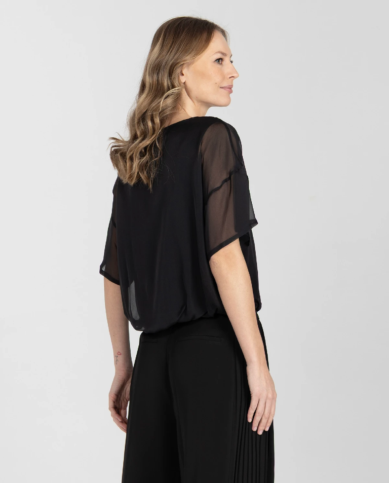 Czarna jedwabna bluzka - Image #2