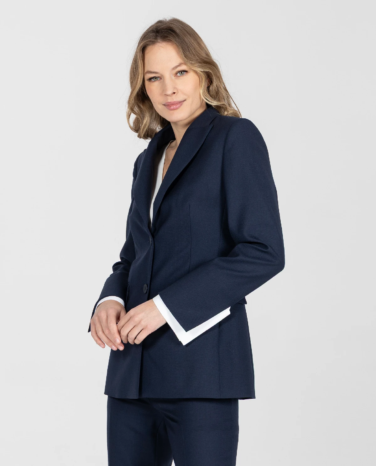 Granatowy jednorzędowy żakiet - Image #2