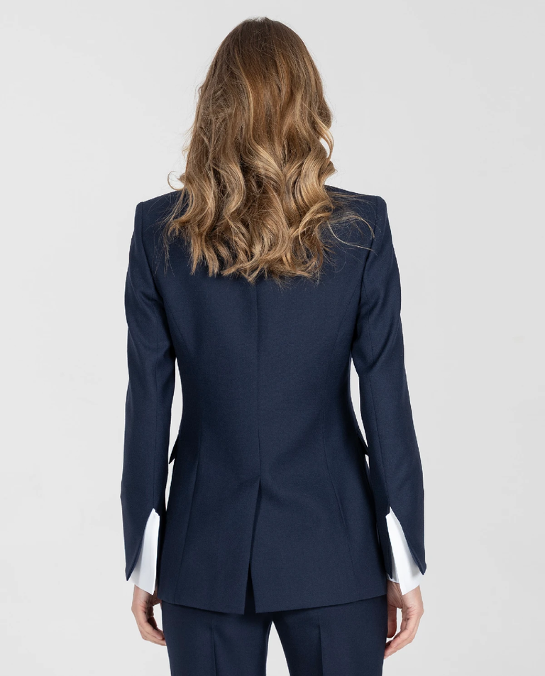 Granatowy jednorzędowy żakiet - Image #3