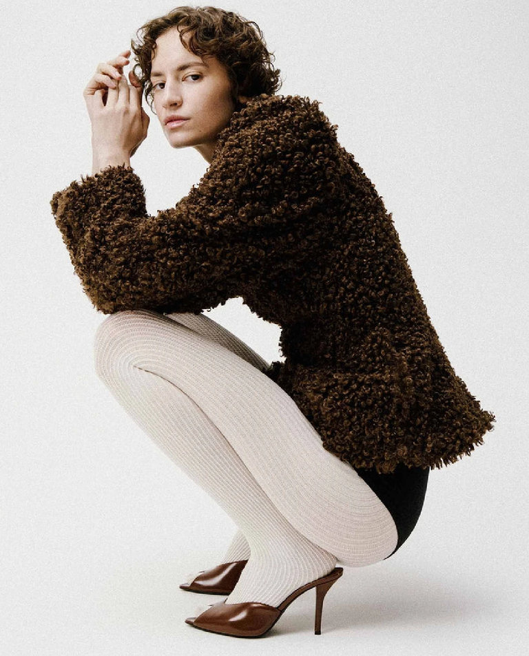 Białe prążkowane rajstopy Zoe