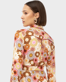 Pomarańczowa sukienka z kwiatowym wzorem - Image #2