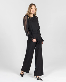 Czarne spodnie z szeroką nogawką - Image #1