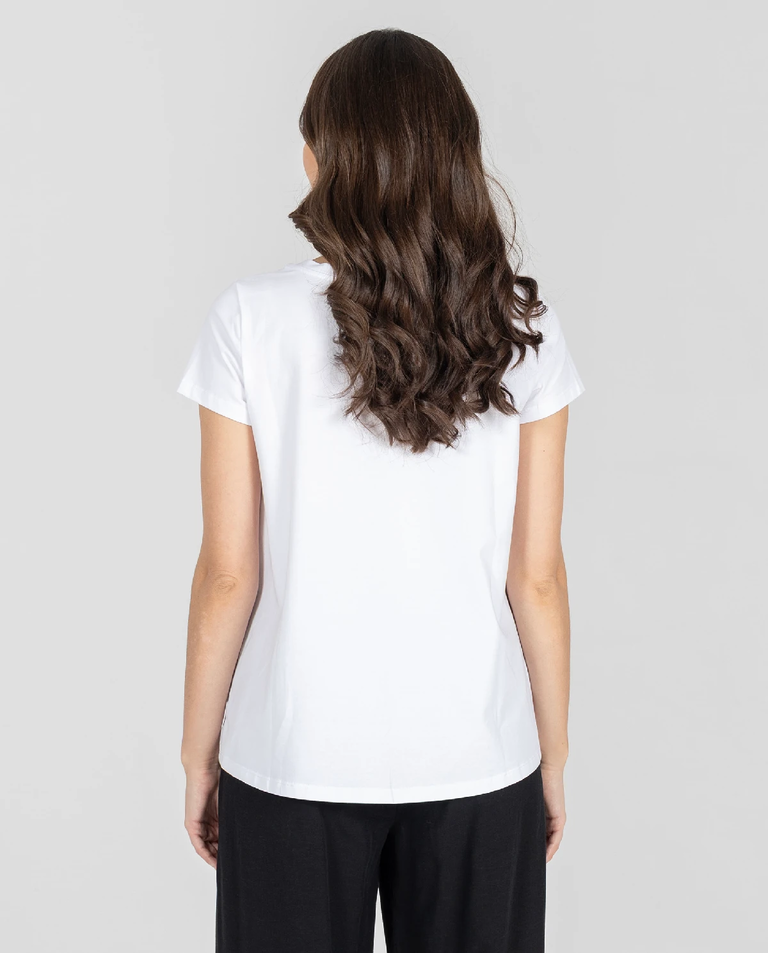 Biały t-shirt z naszywanymi kwiatami - Image #3