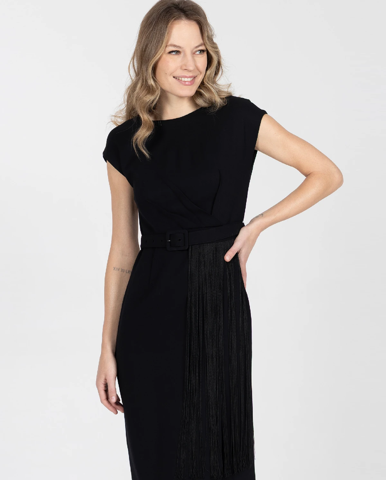 Czarna sukienka z frędzlami - Image #4