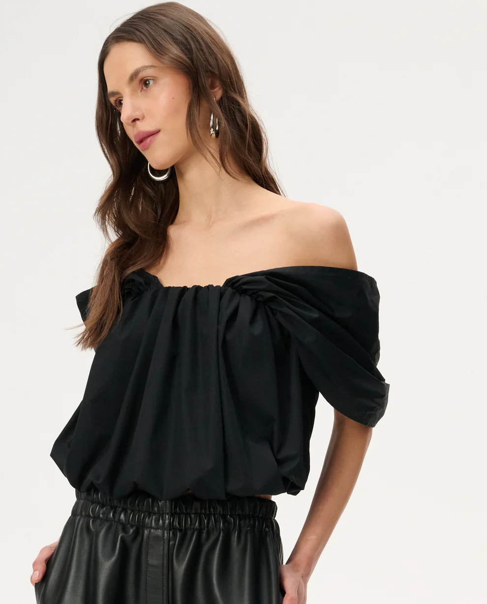 Czarny  top o krótkim kroju Yena - Image #3