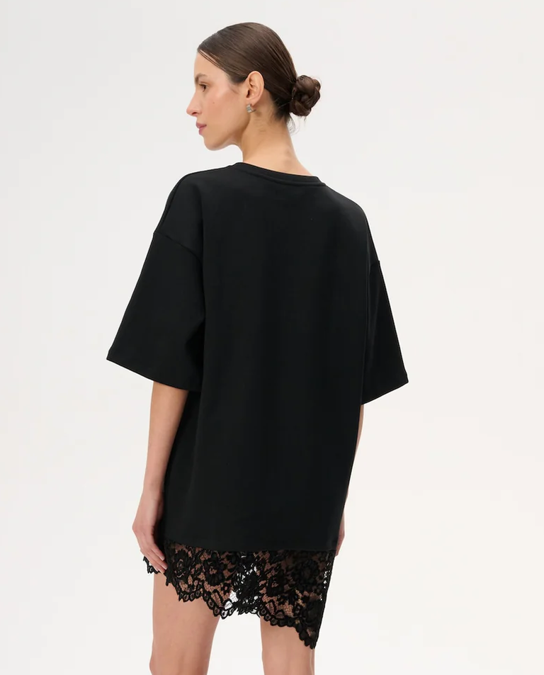 Czarna sukienka z koronkowym dołem Vic